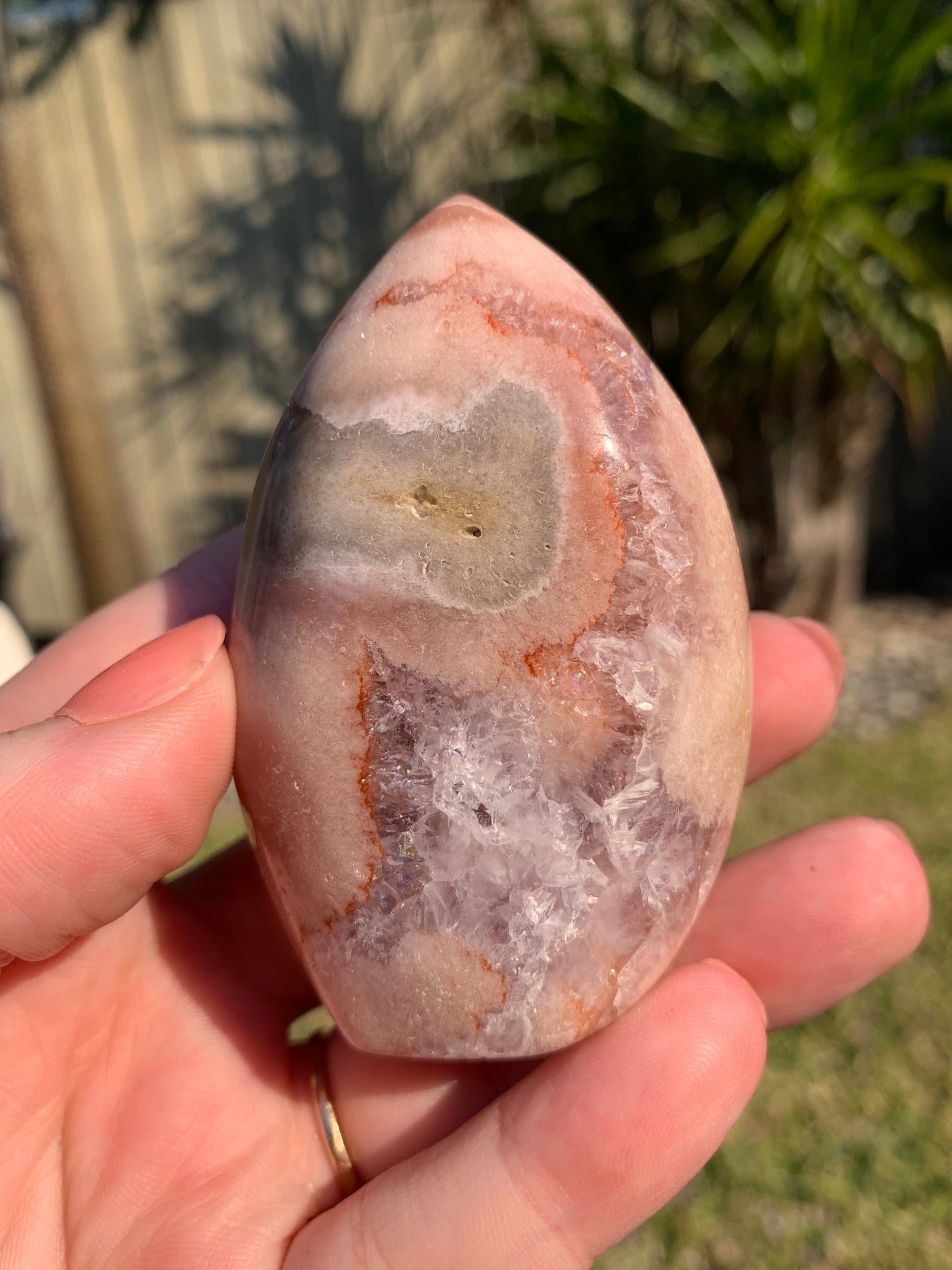 Pink Amethyst and Flower Agate Freeform