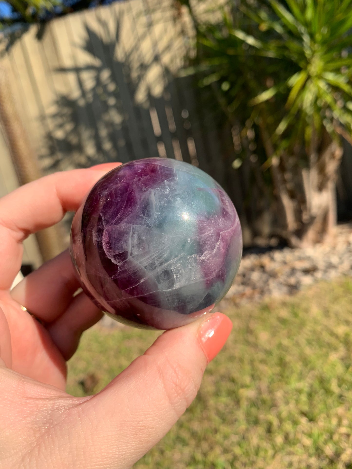 Watermelon Fluorite Sphere