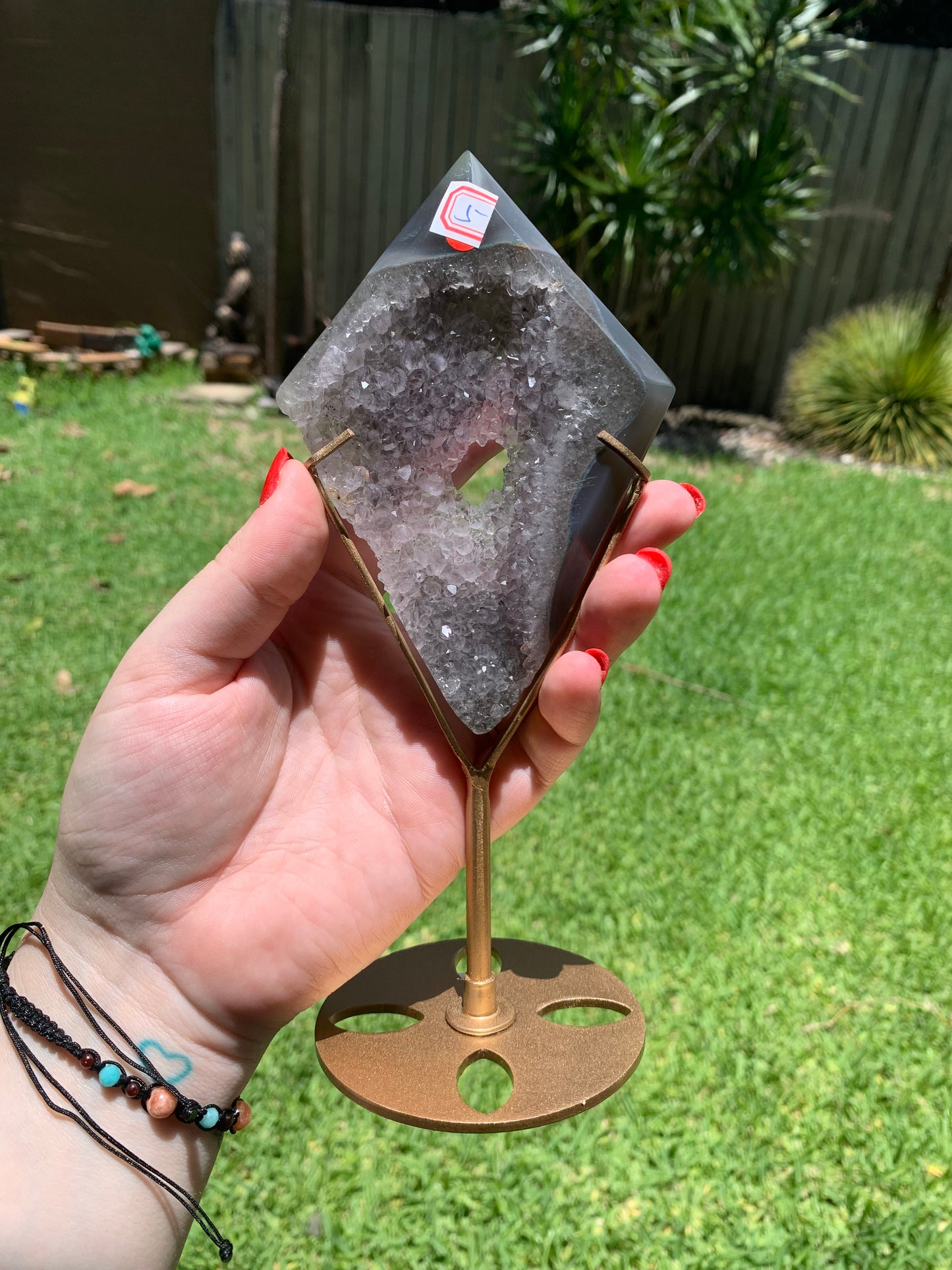 Druzy Agate Diamond with Stand