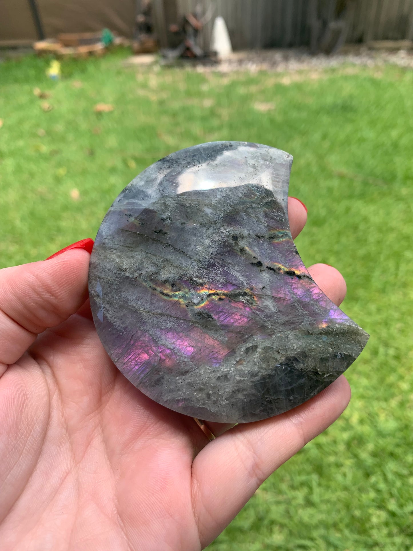 Labradorite Moon with Stand