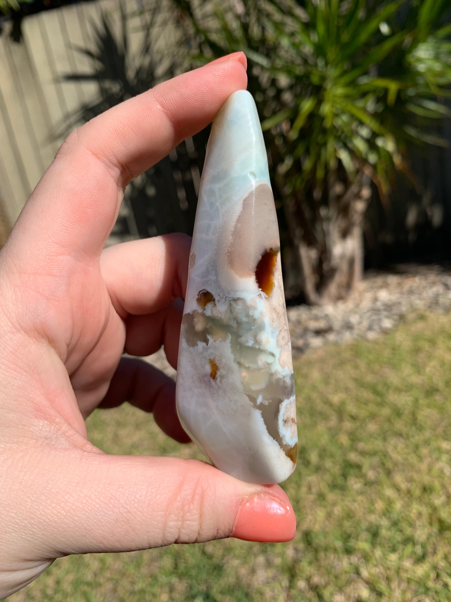 Green Flower Agate Freeform