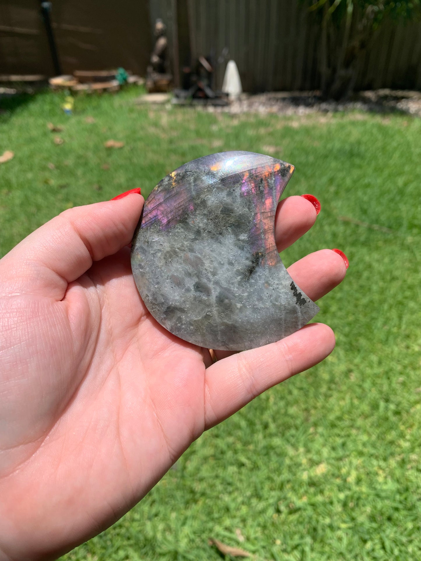 Labradorite Moon with Stand