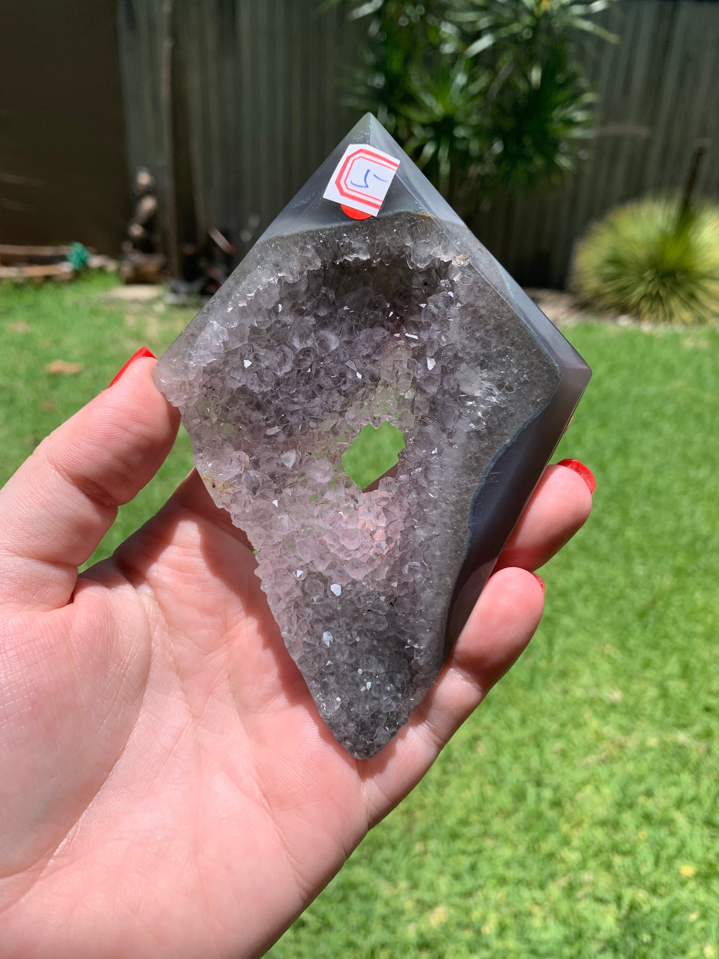 Druzy Agate Diamond with Stand