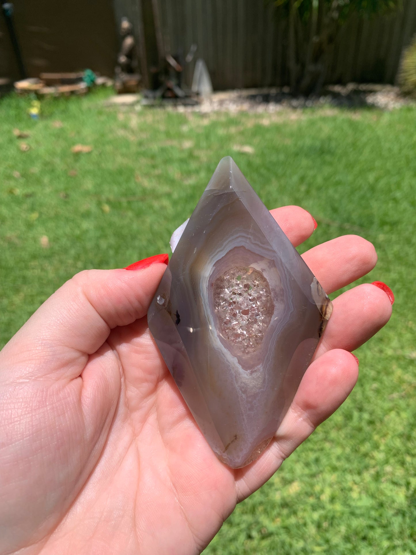 Druzy Agate Diamond with Stand