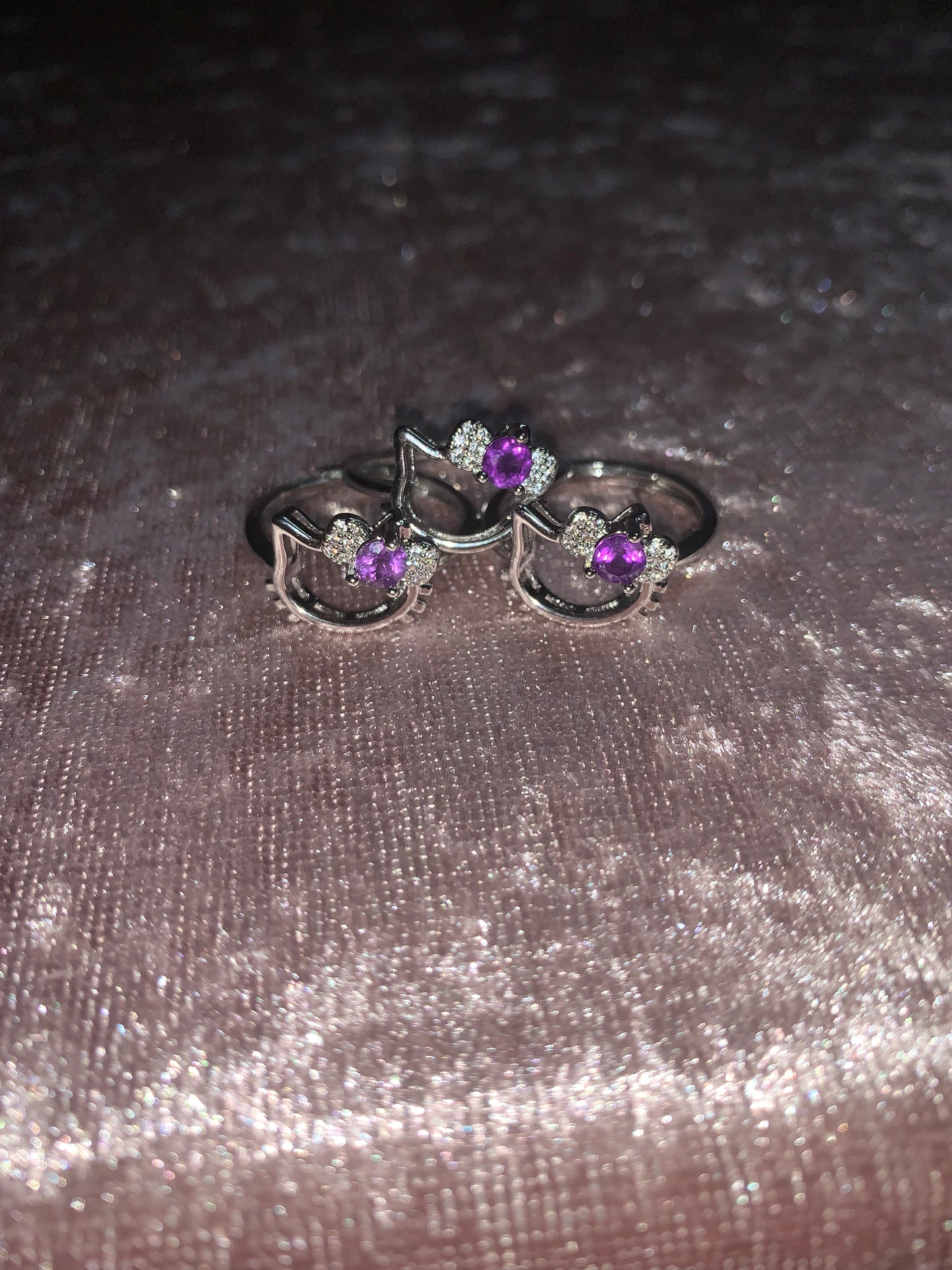 Hello Kitty Amethyst Adjustable Ring