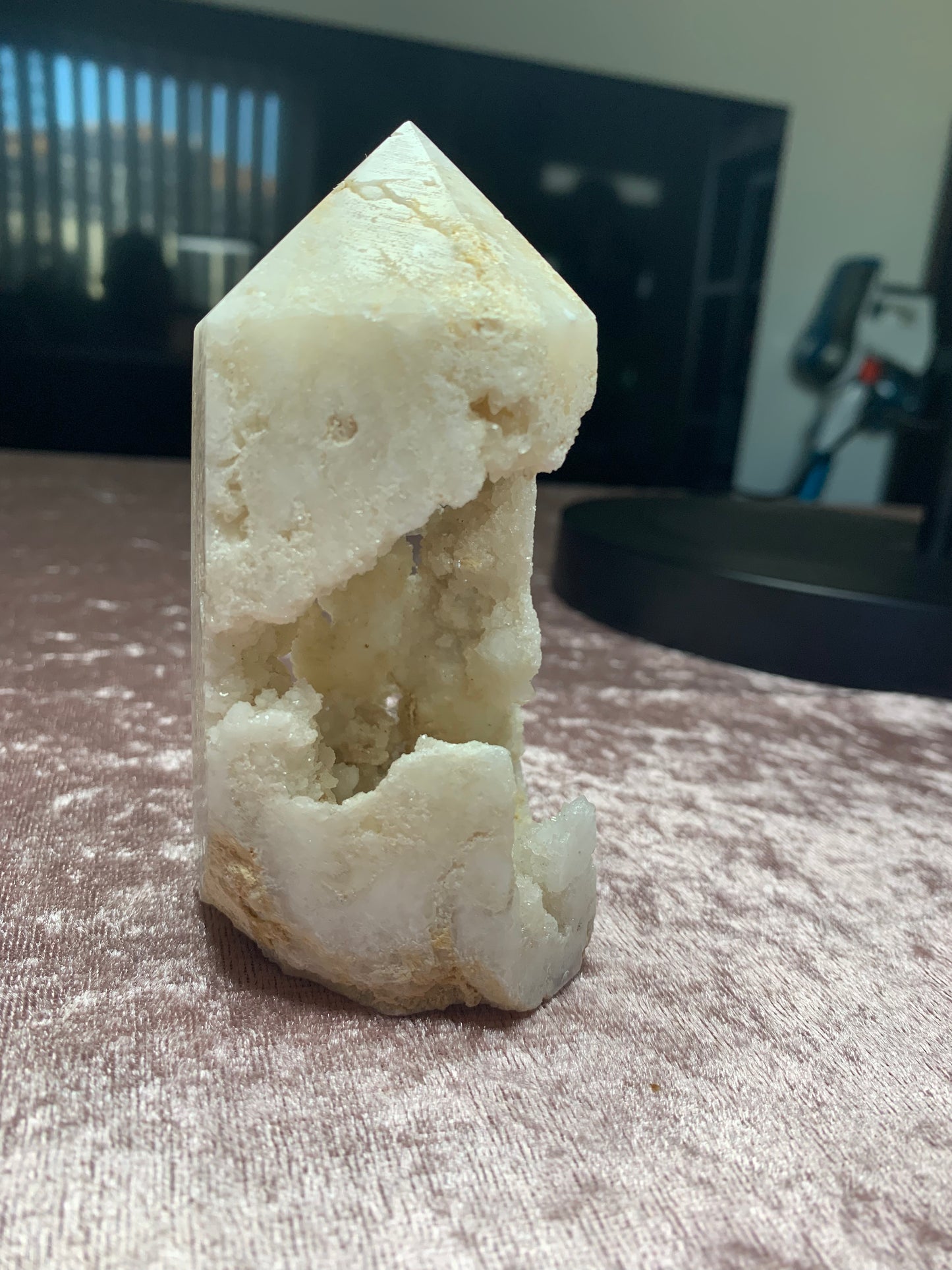 Druzy White Agate Tower