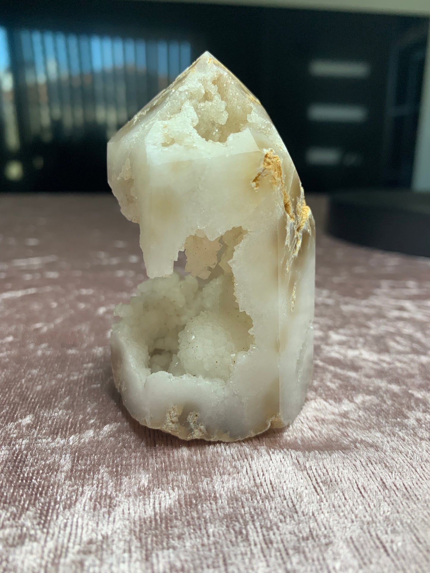 Druzy White Agate Tower