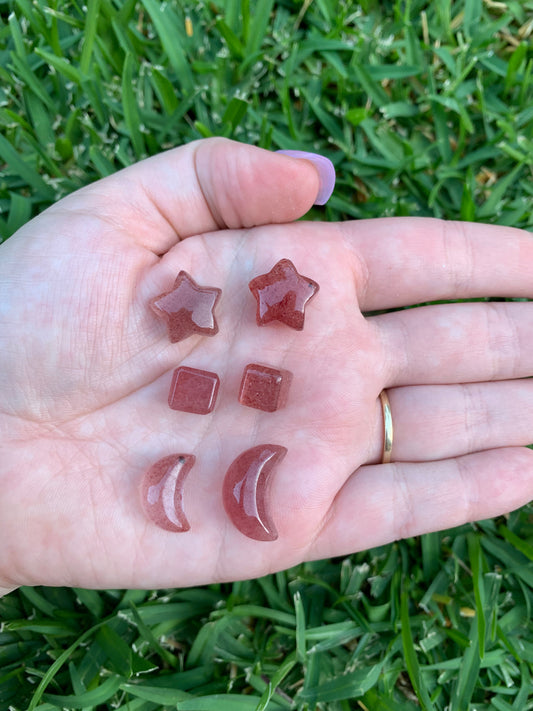 Strawberry Quartz Moon, Star, Cube