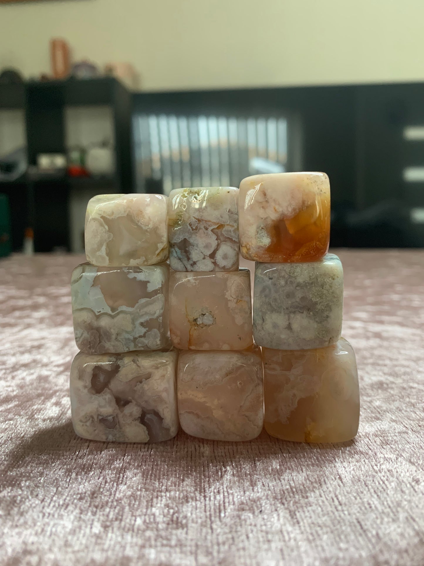 Flower Agate Cube