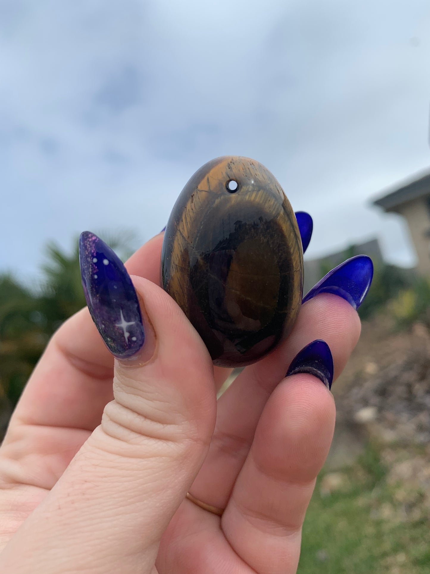 Large Tigers Eye Egg Pendant