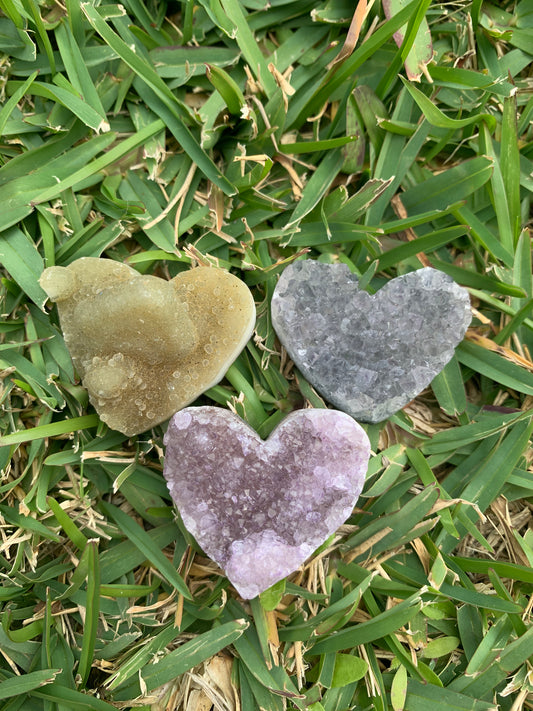 Amethyst Cluster Hearts