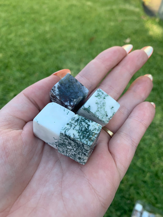 Small Moss Agate Cube