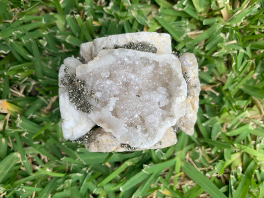 Geode with Pyrite Cube