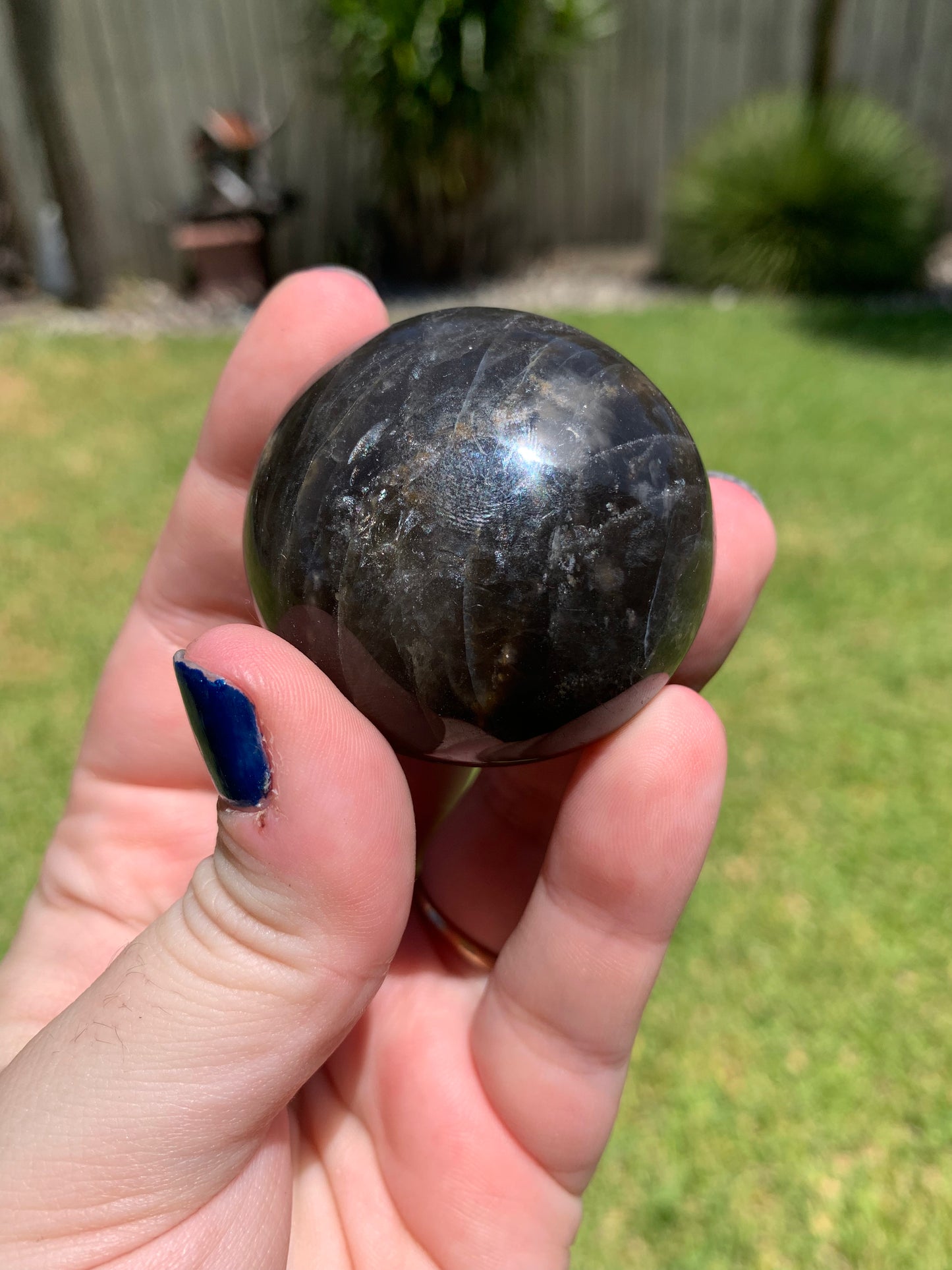 Black Moonstone Palm Stone