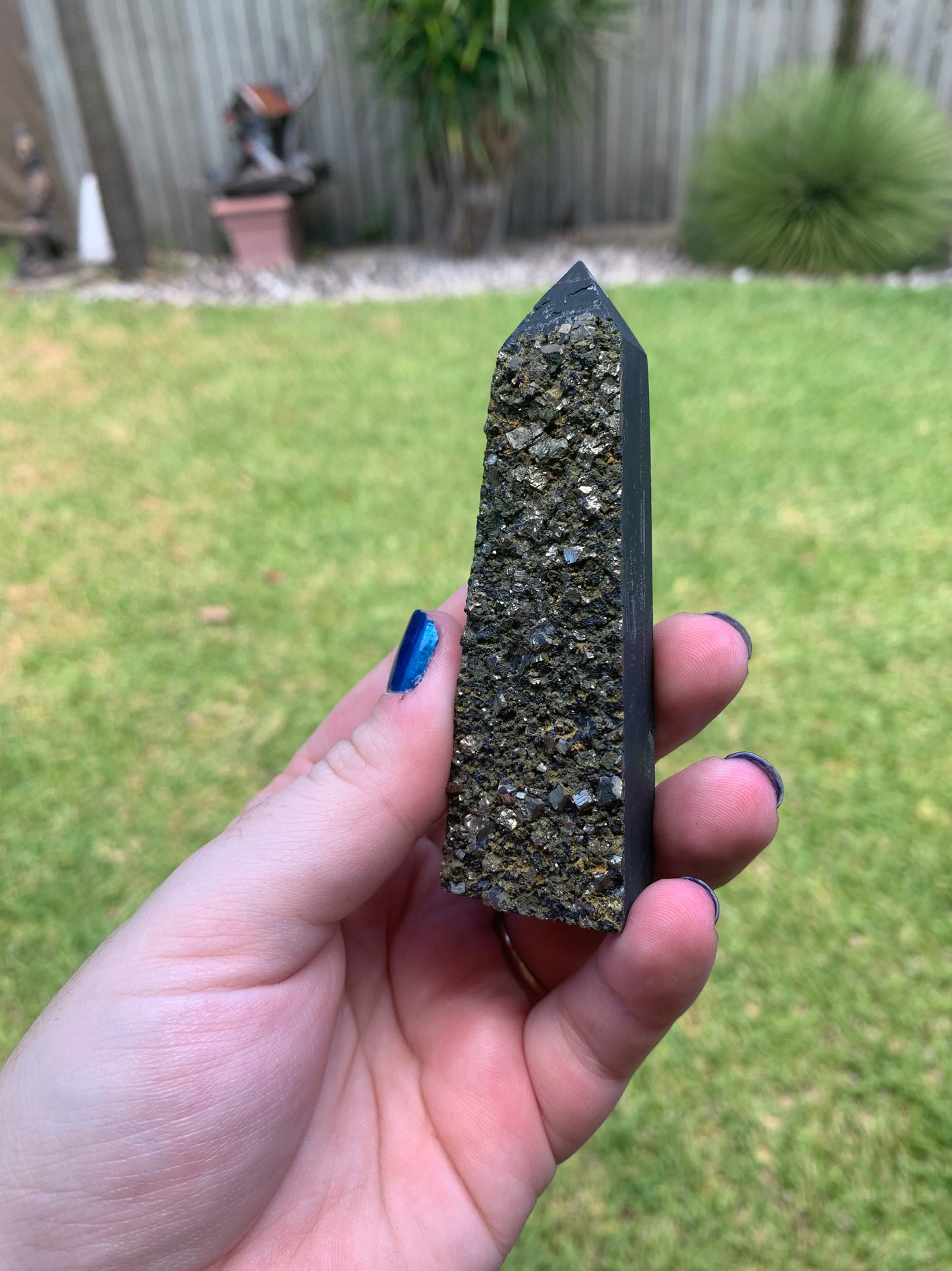 Shungite with Pyrite Tower