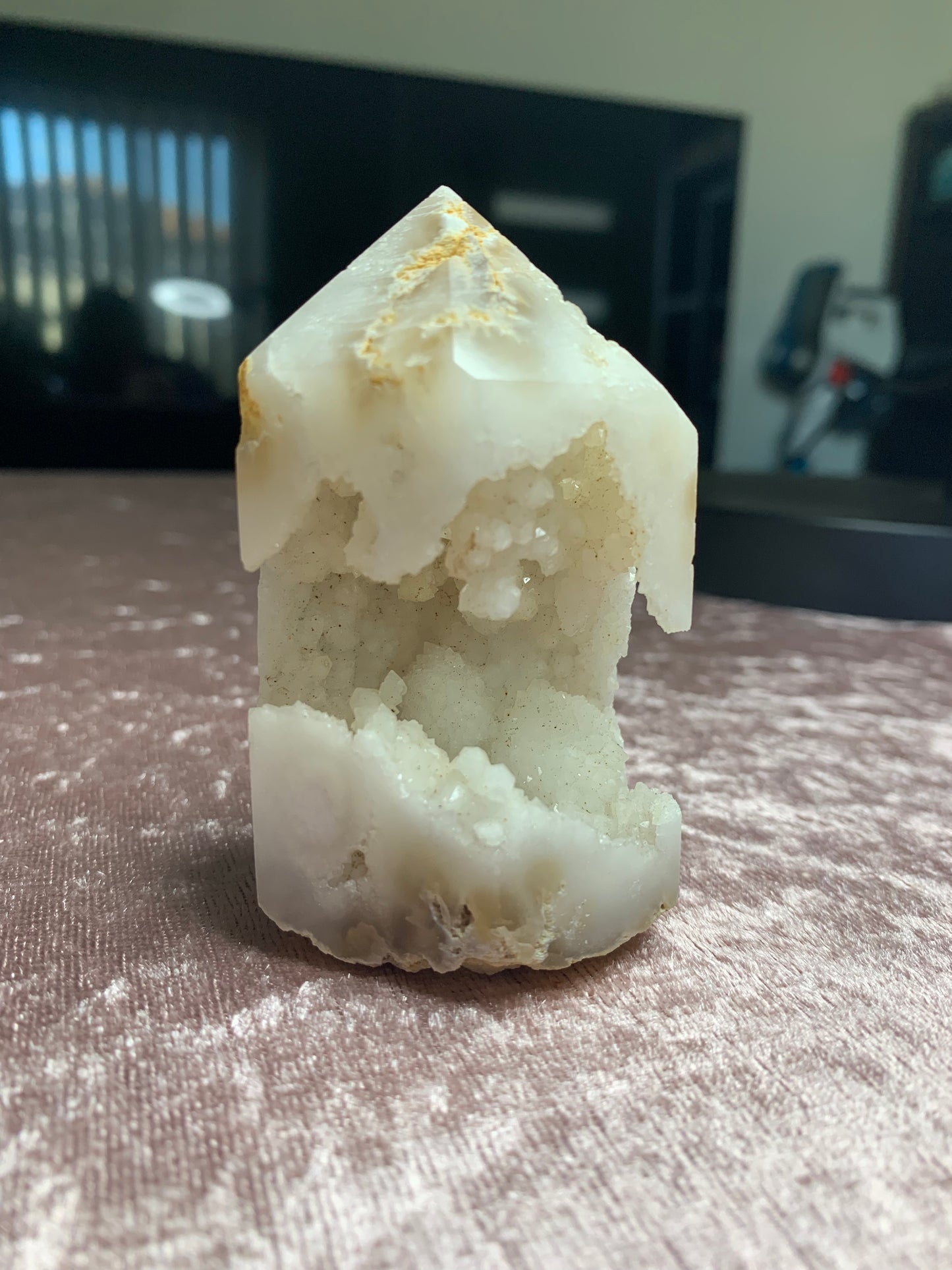 Druzy White Agate Tower