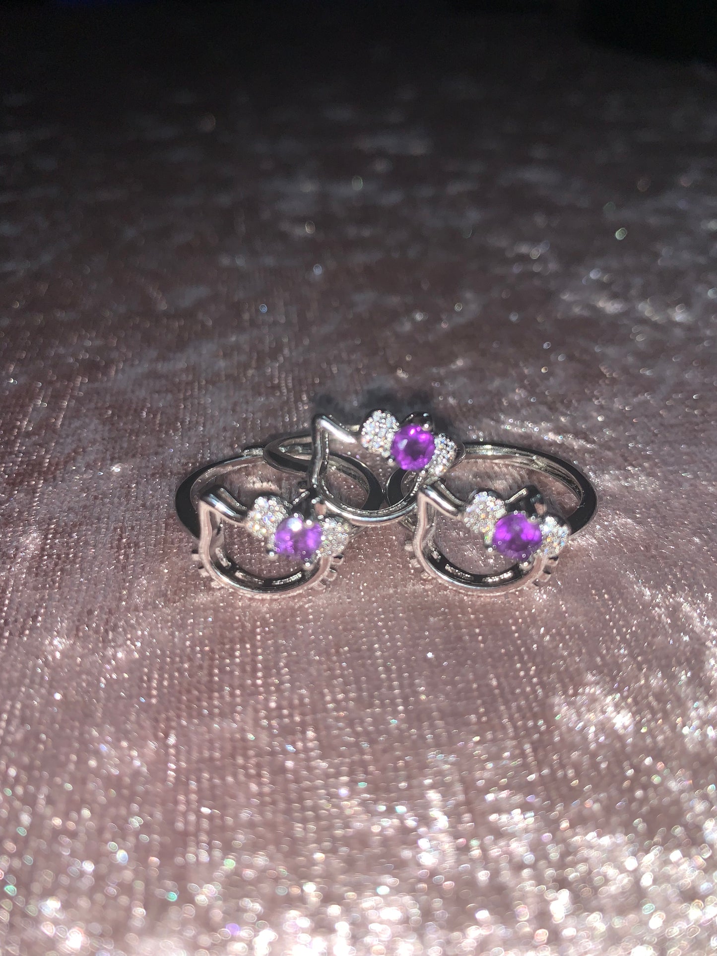 Hello Kitty Amethyst Adjustable Ring