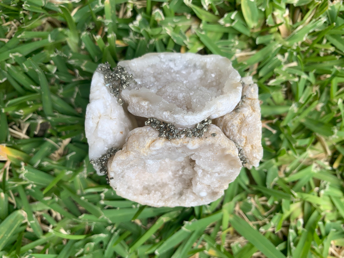 Geode with Pyrite Cube