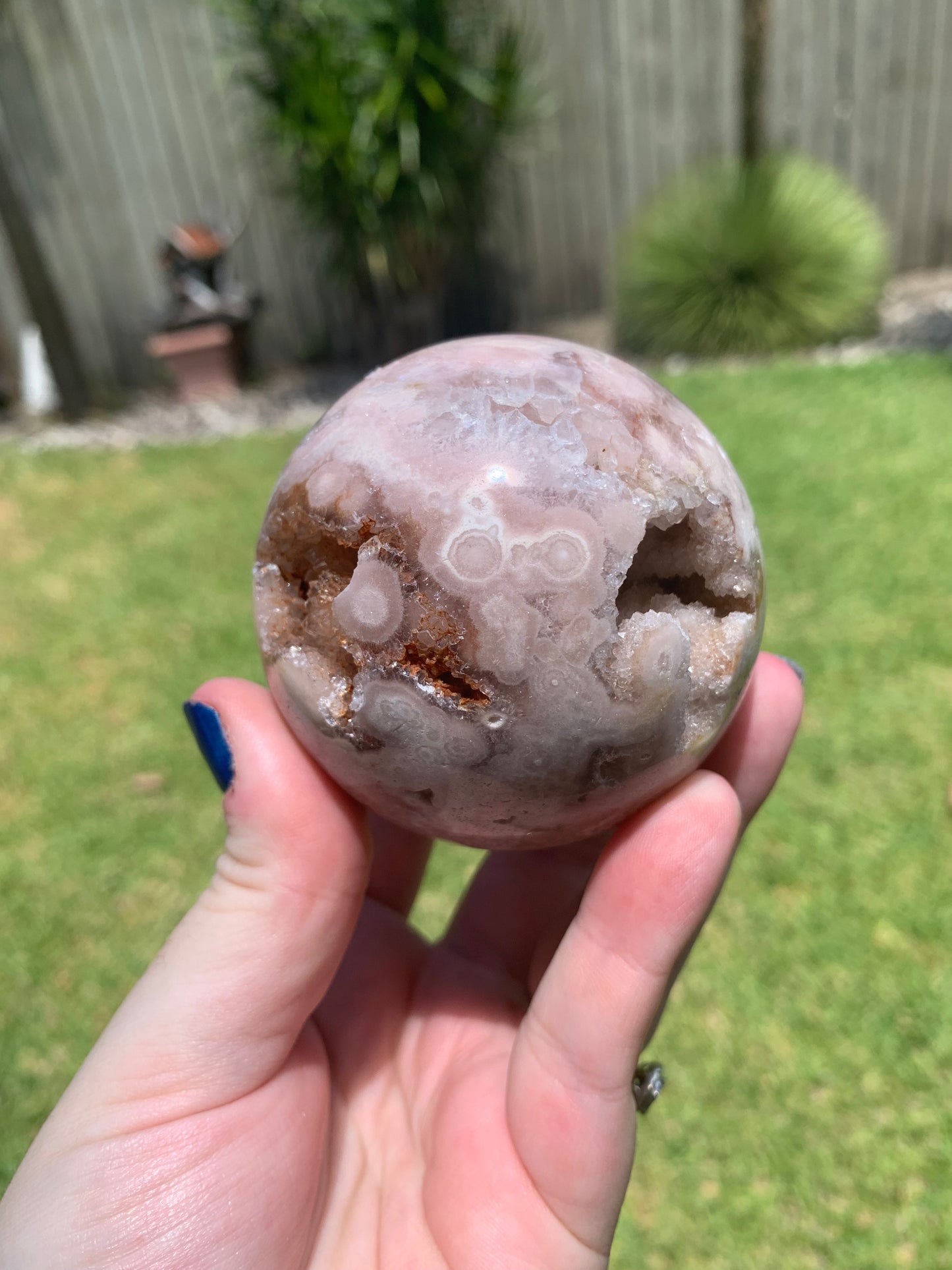 Pink Amethyst Flower Agate Sphere