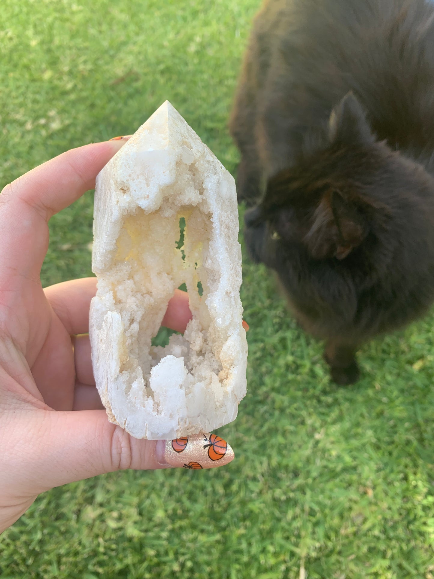 Druzy White Agate Tower