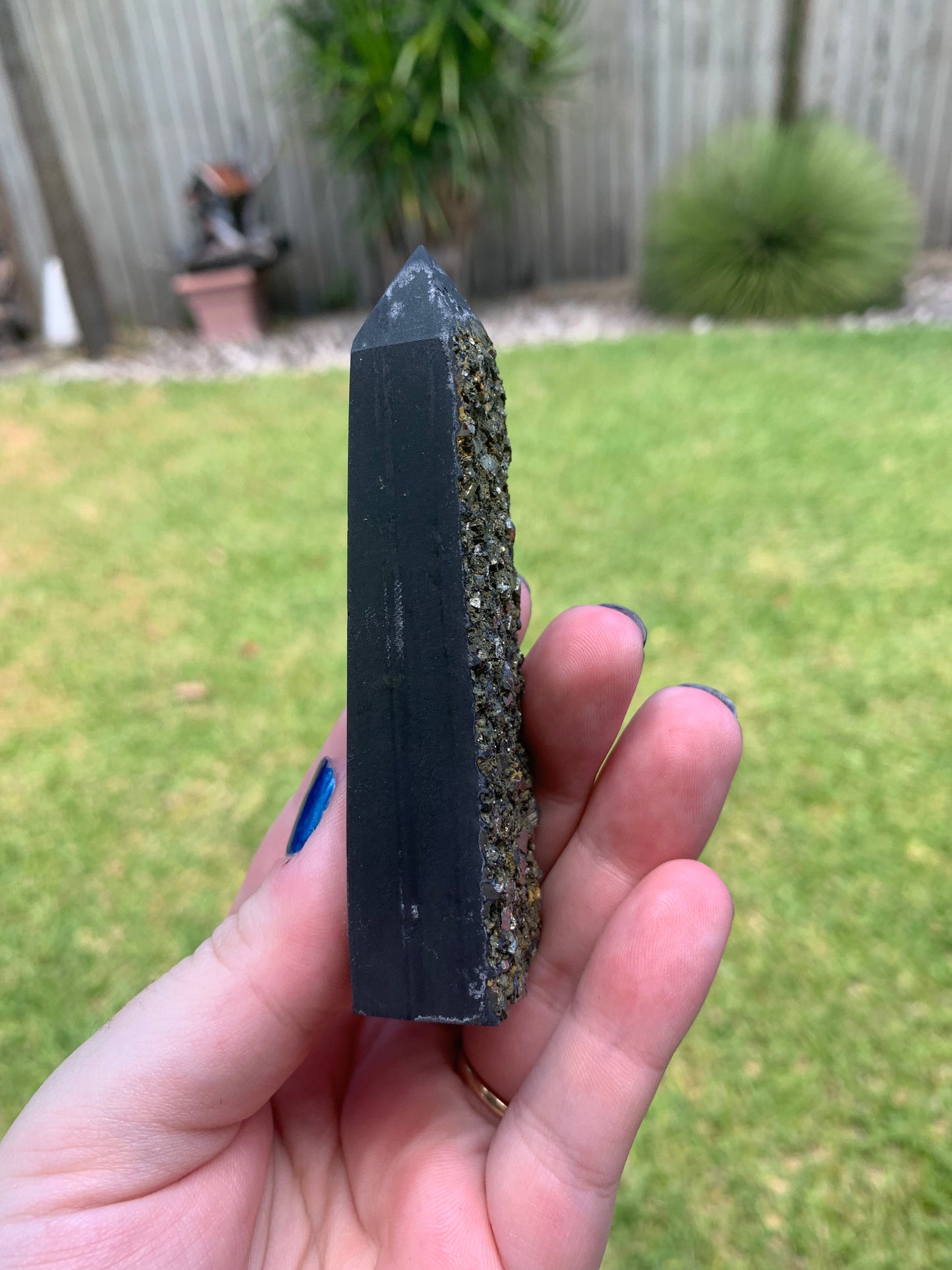 Shungite with Pyrite Tower